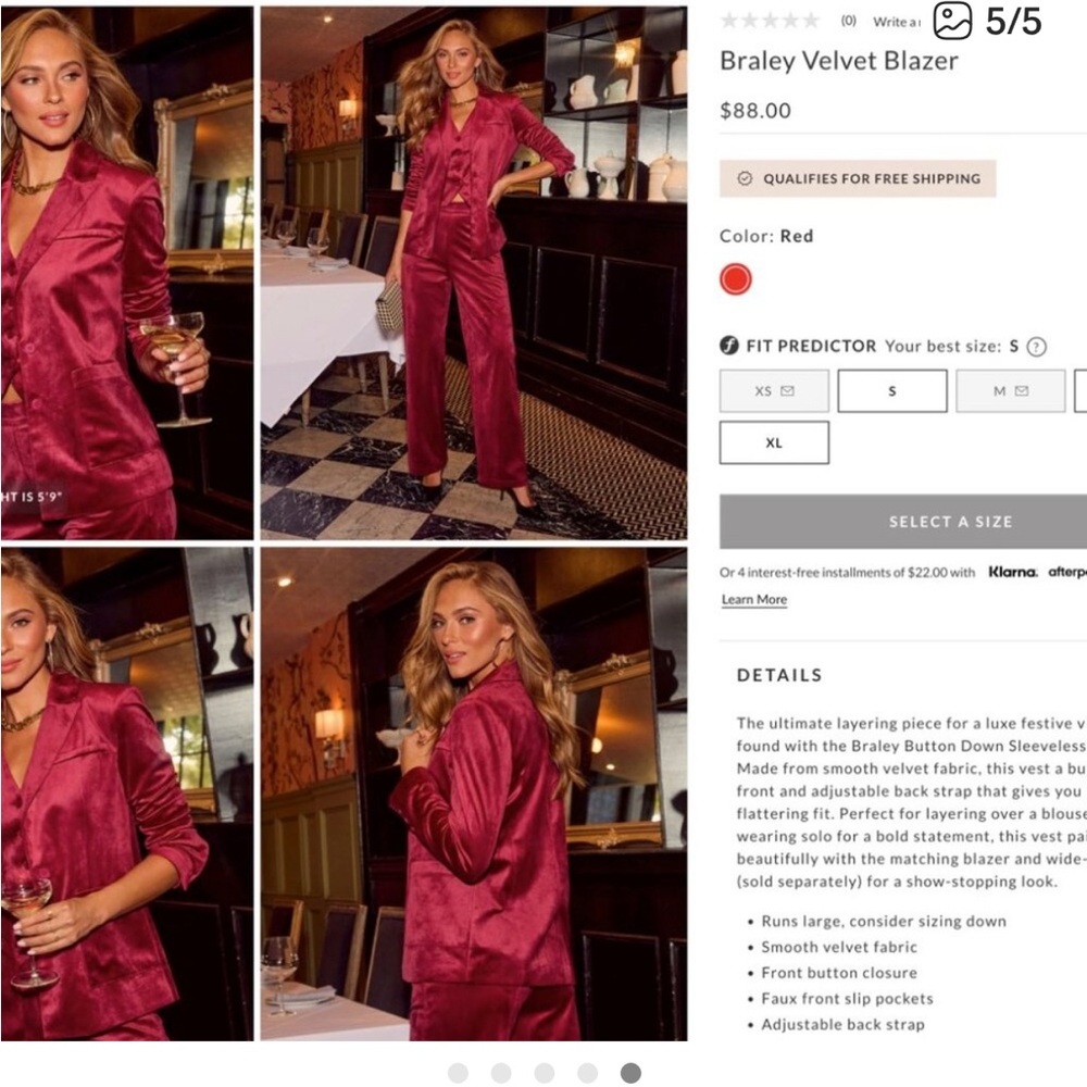 Braley Velvet Blazer & Wide leg Pants - Size Small